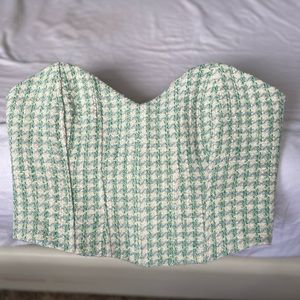 Structured Textured Tweed Corset Bustier Top